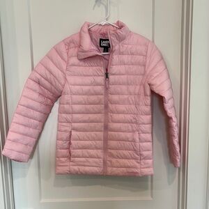 Lands' End Pink Puffer Jacket Lightweight Quilted Design Girls size Large NWT